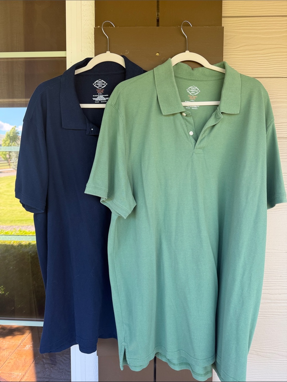 St. John’s Bay Men's Classic Pique Polo Shirt - Navy & Sage (2 shirts)